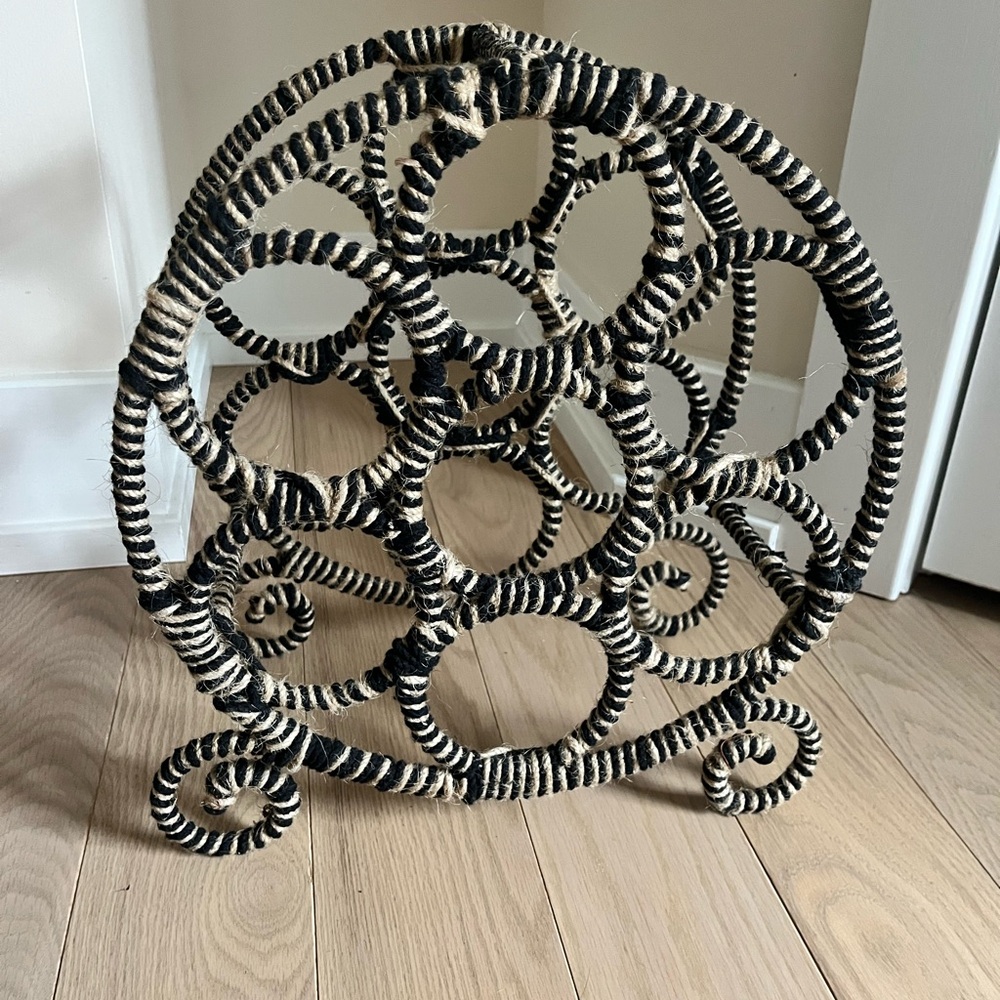 Woven Rope Wine Rack / Bottle Holder – Black & Natural | HomeGoods | NEW